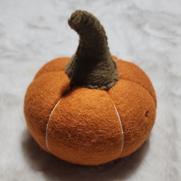 VINTAGE HANDMADE  Stuffed  pumpkin Other - Handcrafted Orange Felt Pumpkin Decor